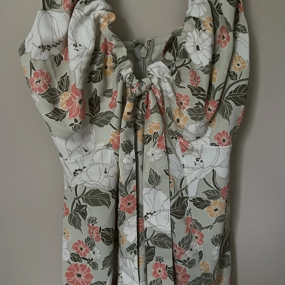 Abercrombie & Fitch Green Floral Midi Dress, XSP - Picture 4 of 4
